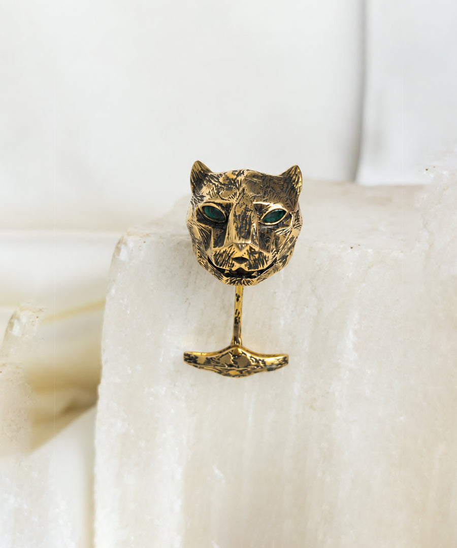 Statement panther cufflinks for men, handcrafted silver jewelry by Manner India