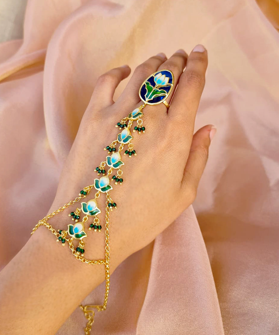 Padma Lotus Haathphool - Blue Meenakari