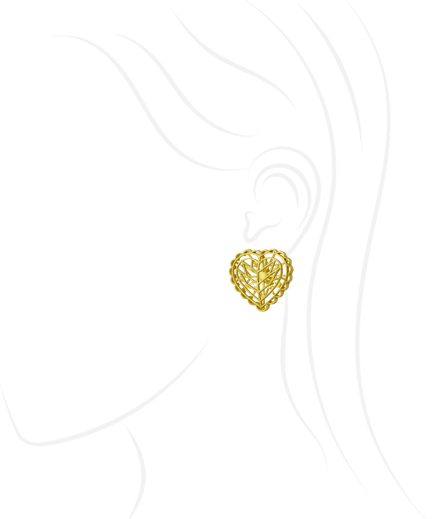 Rakaan Gold Plated Heart Stud Earrings with Heart Ring - Gift Box For Women - Sterling Silver