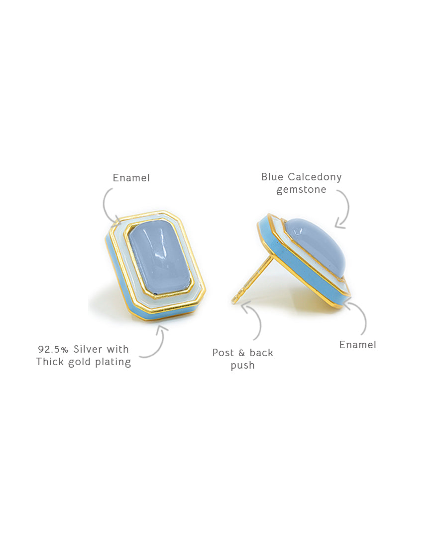 Tranquil Ripple Blue Vitamin Sea Stud Earrings