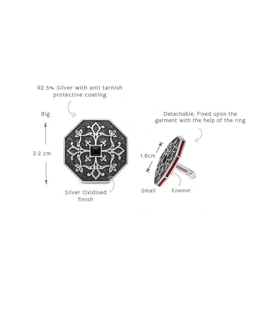Goonj Sherwani Buttons - Silver Oxide Finish