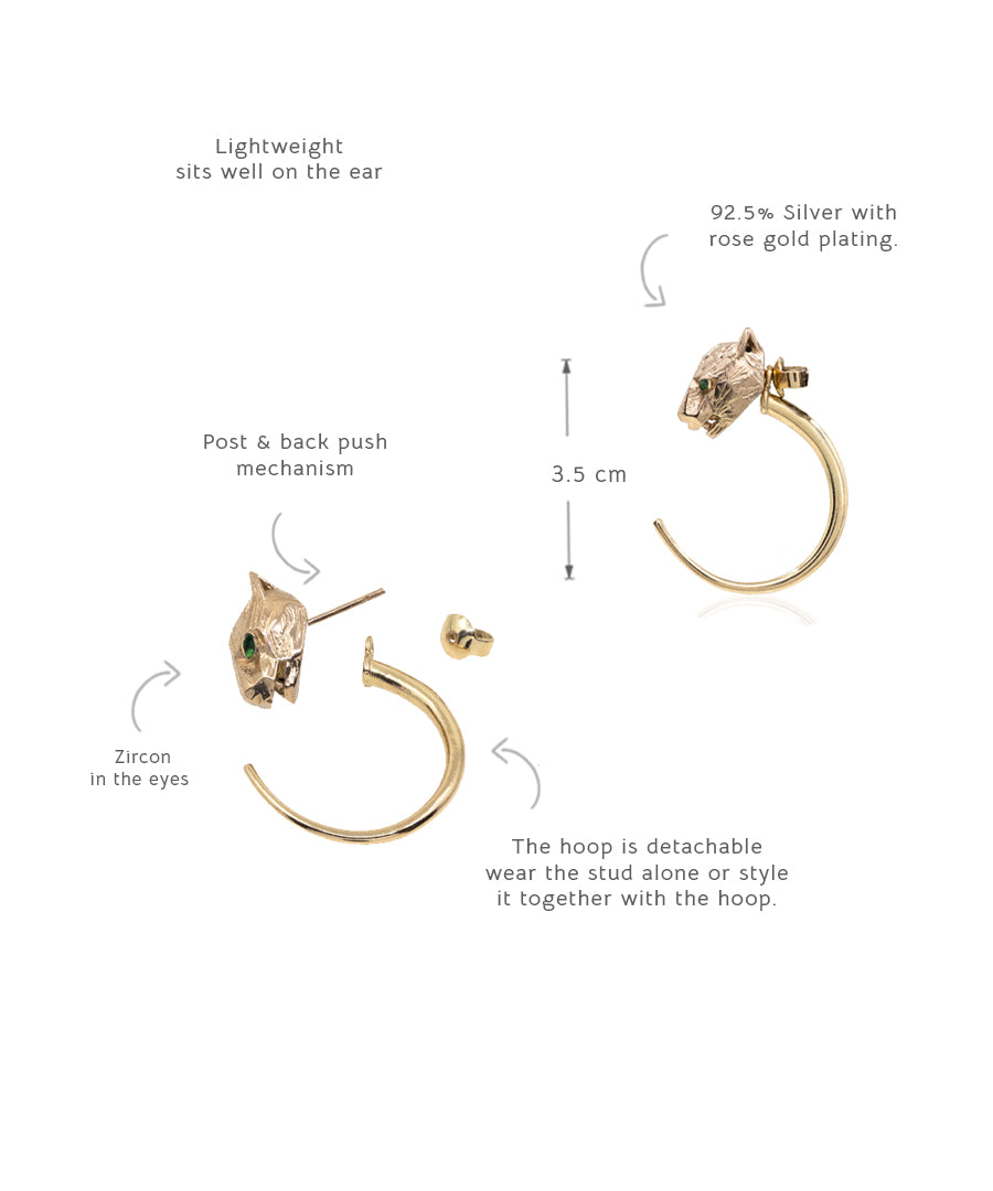 Rose gold Untamed Panther Detachable Hoop Earrings