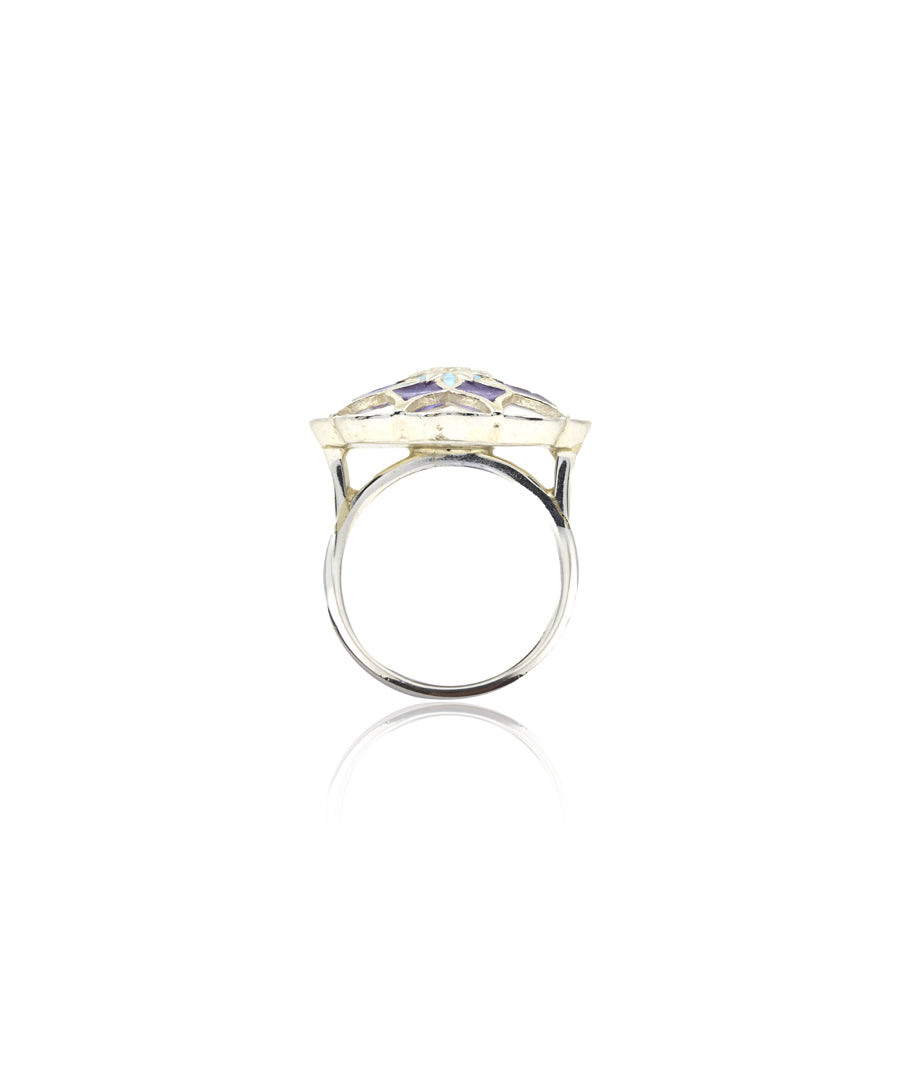 Gul Azizi Ring - Purple Meenakari