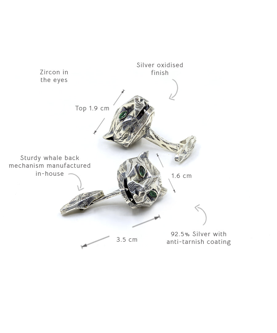 Silver Oxidised Untamed Panther Cufflinks