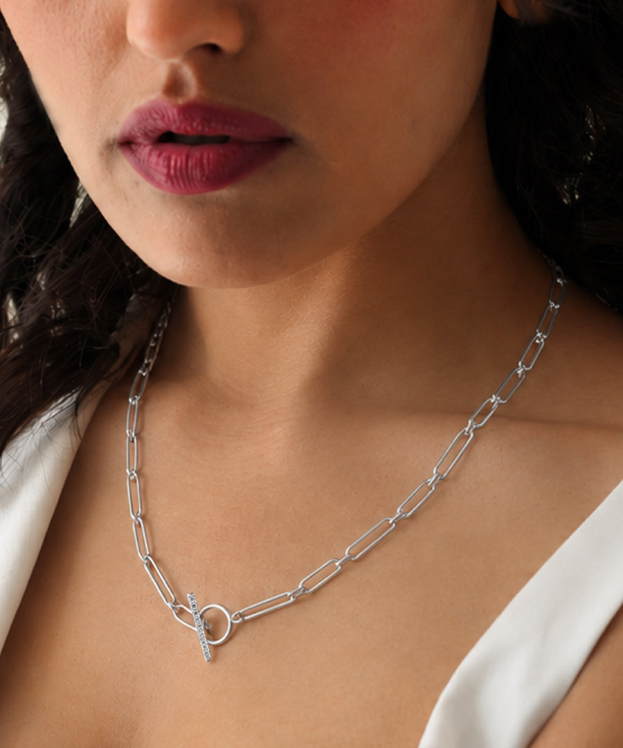 Silver Untamed Paperclip Chain Necklace