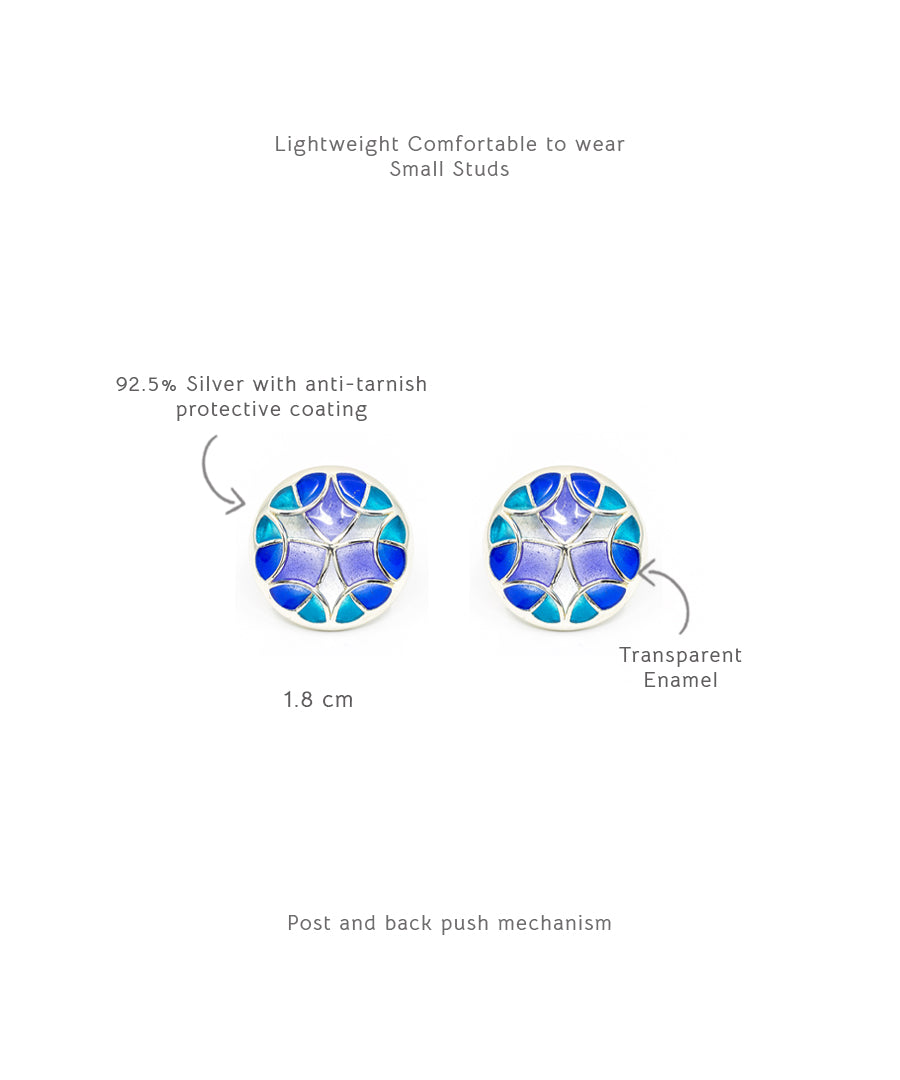 Aqua Blue Kaleidoscope Stud Earrings
