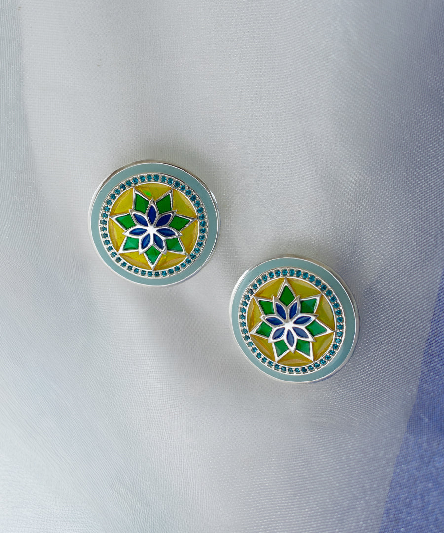 Ruya Anti-Tarnish Blue Zircon Meenakari Stud Earrings