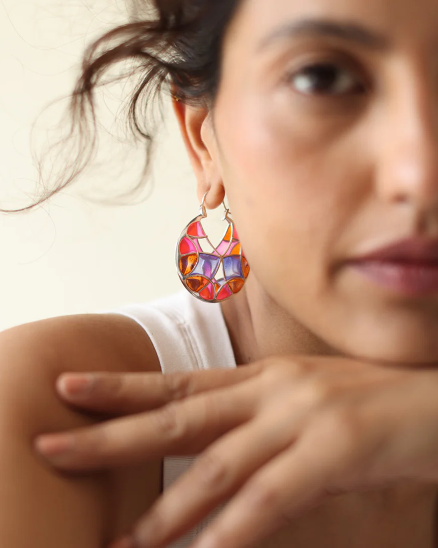 925 sterling silver transparent Meenakari Minimalist jewelry for everyday wear.