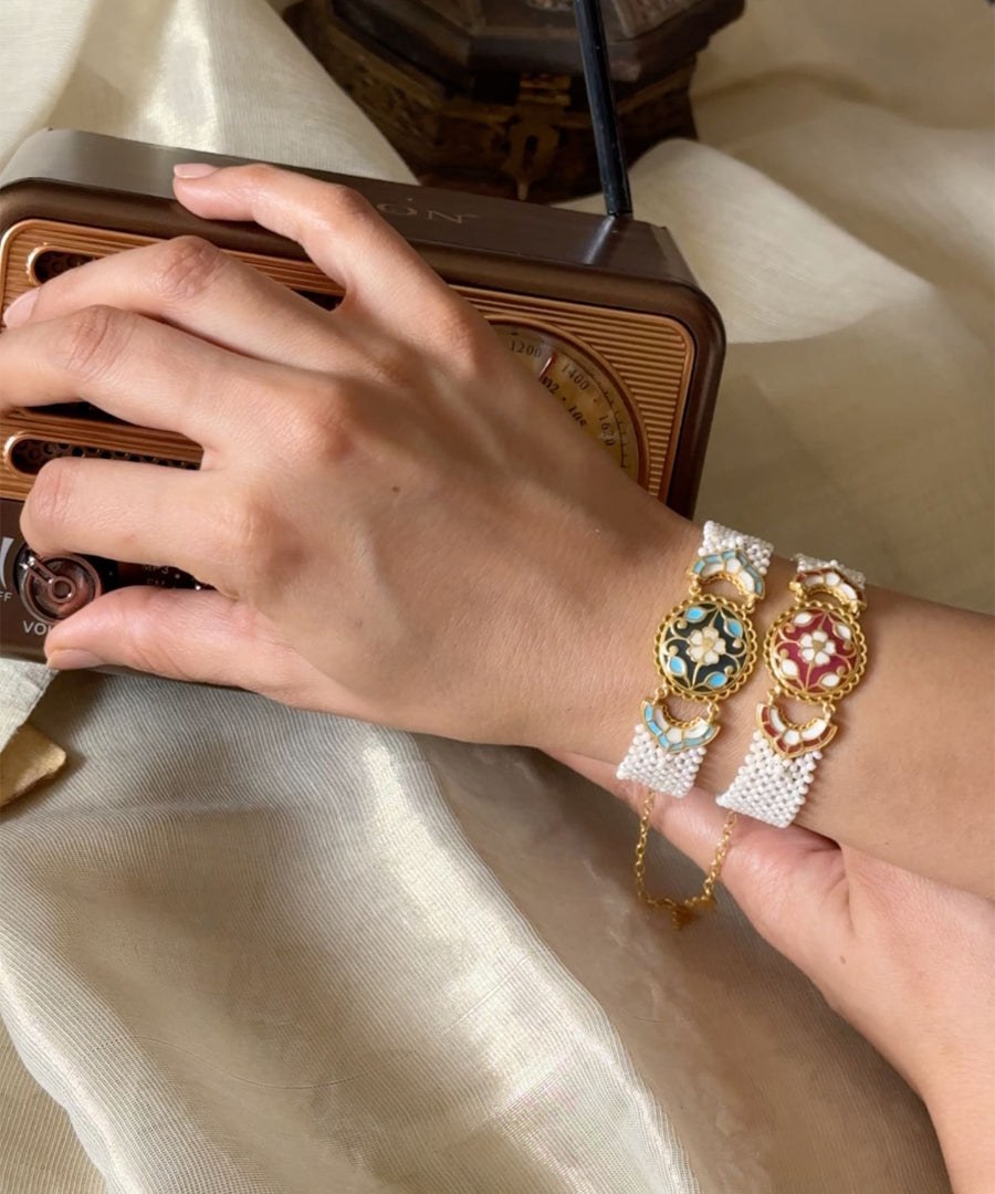 Feroza Pink Gulaabi Meher Pearl Bracelet