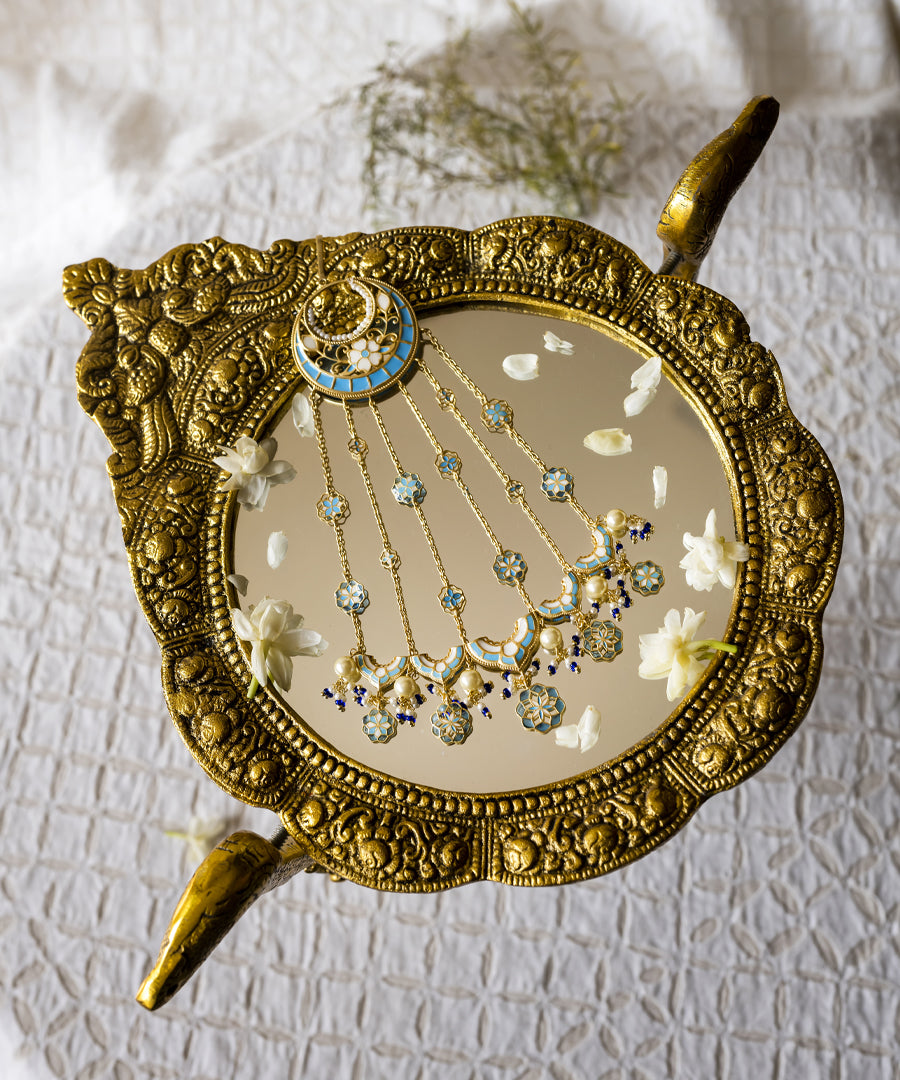 Feroza Blue Sohni Passa (Ear-to-Hair Chain)