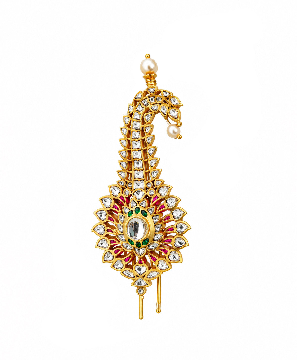 Rajwada  925 Silver Kilangi Green & Pink Glass Polki