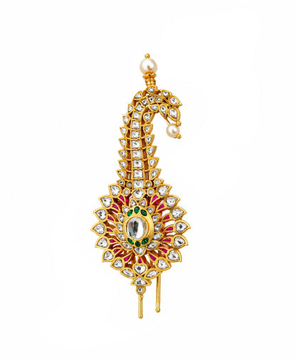 Rajwada  925 Silver Kilangi Green & Pink Glass Polki
