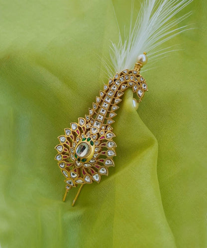 Rajwada  925 Silver Kilangi Green & Pink Glass Polki