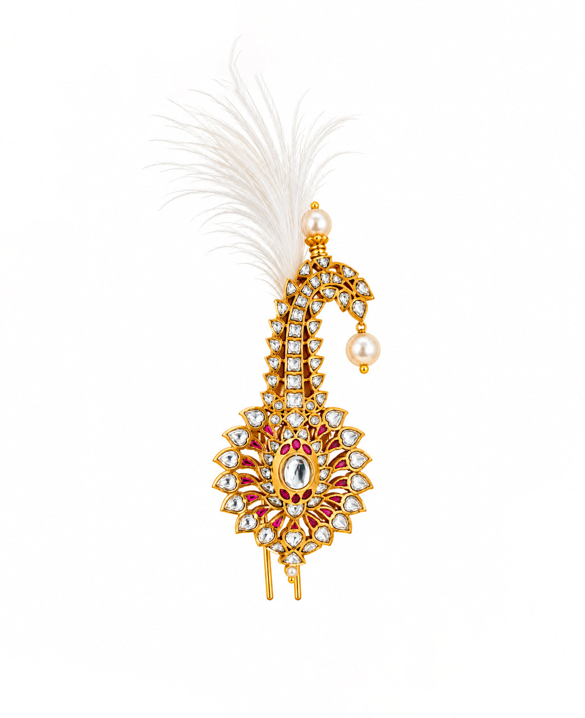 Rajwada  925 Silver Kilangi Pink Glass Polki