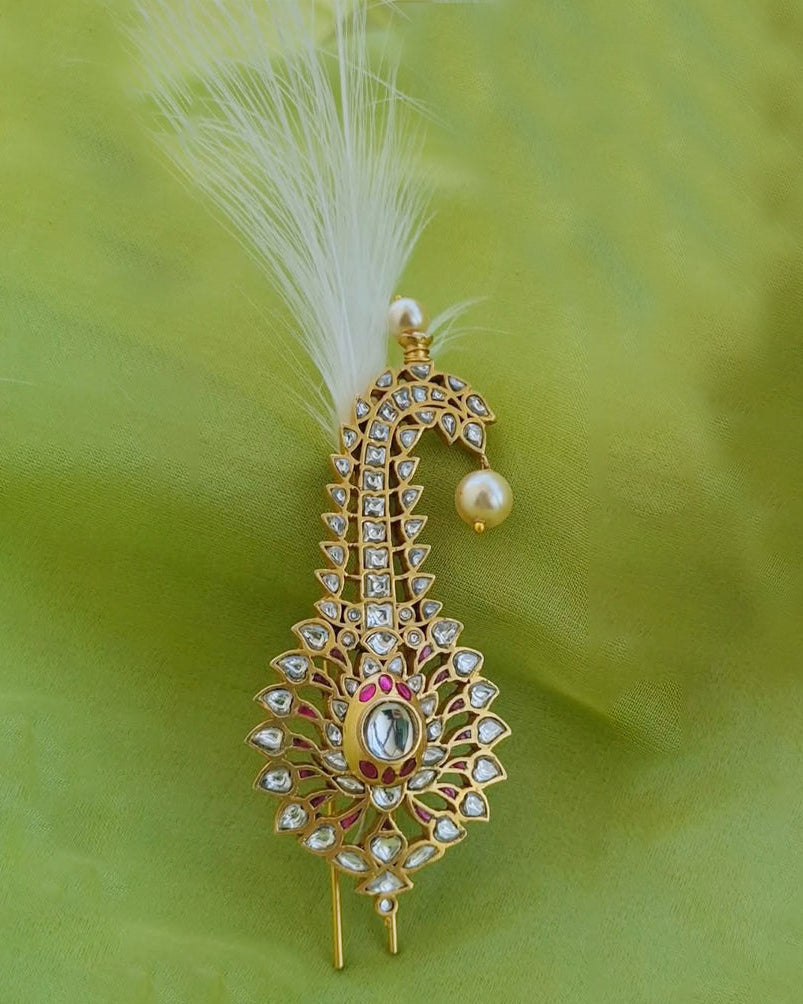 Rajwada  925 Silver Kilangi Pink Glass Polki