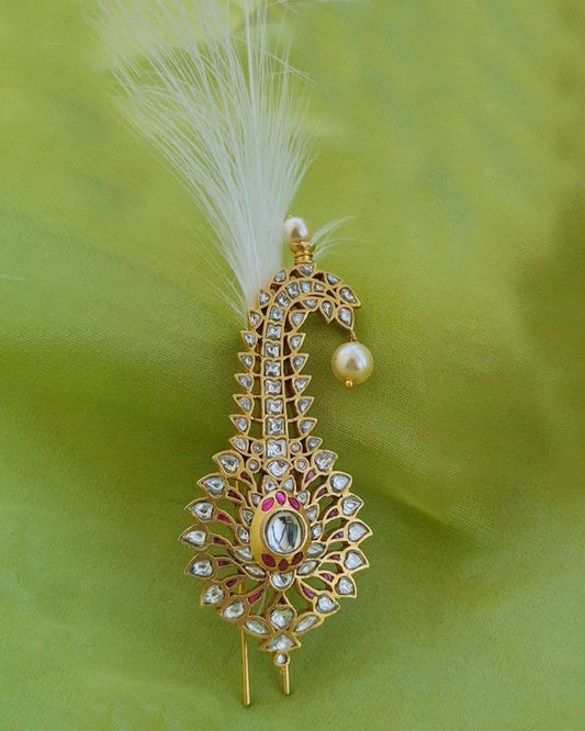 Rajwada  925 Silver Kilangi Pink Glass Polki