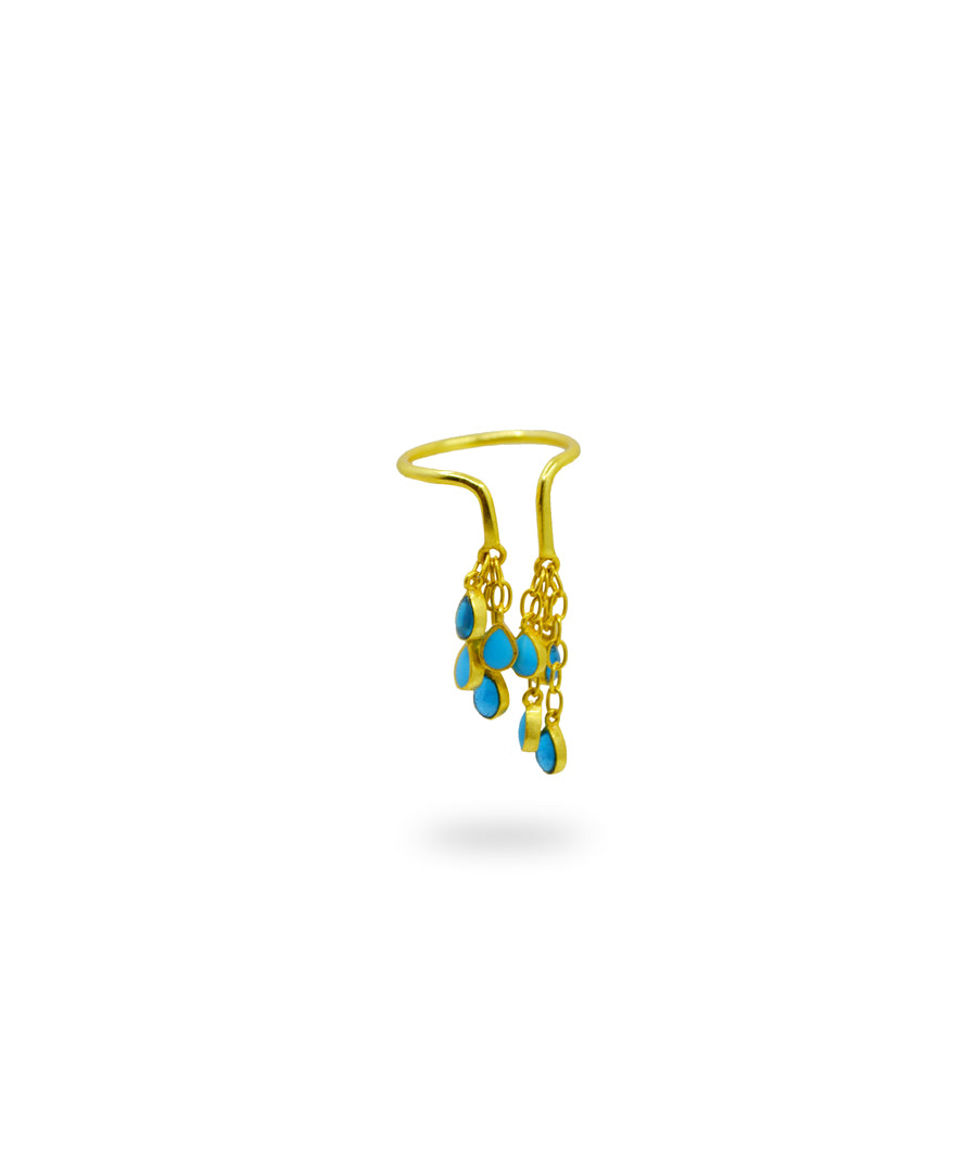 Feroza Blue Baani Drop Ring