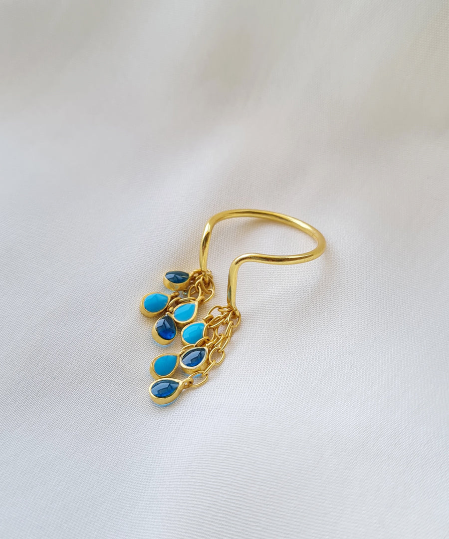Feroza Blue Baani Drop Ring