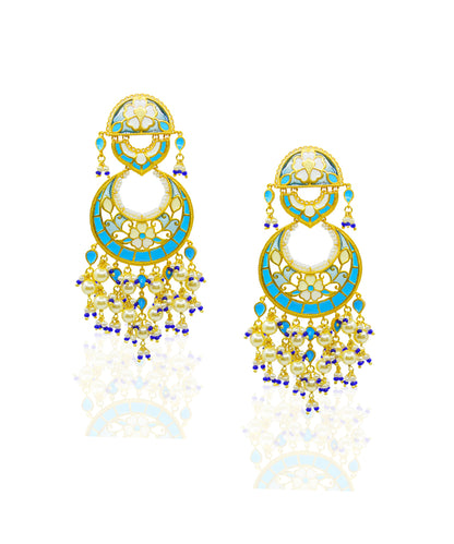 Feroza Blue Chandbali Earrings