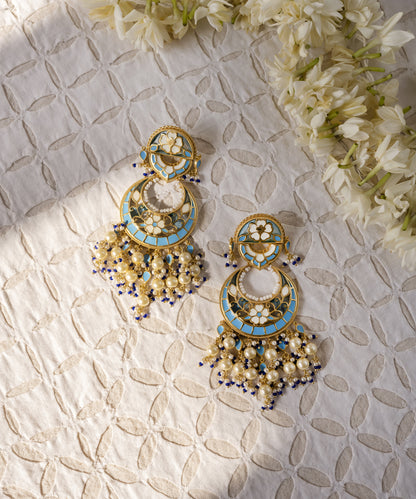 Feroza Blue Chandbali Earrings