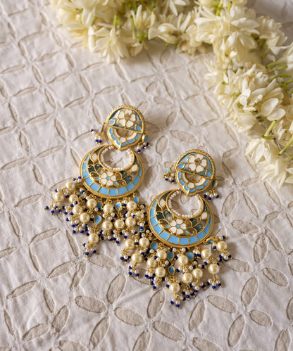 Feroza Blue Chandbali Earrings