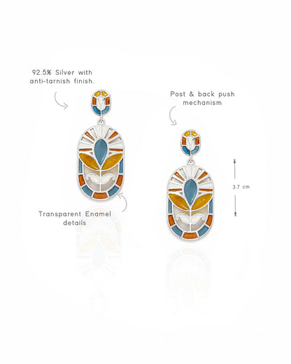 Meenakari drop earrings in 925 sterling silver with anti-tanish finish, perfect for festive and gifting purpose.