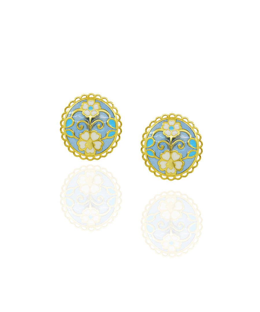 Feroza Blue Keerat Stud Earrings