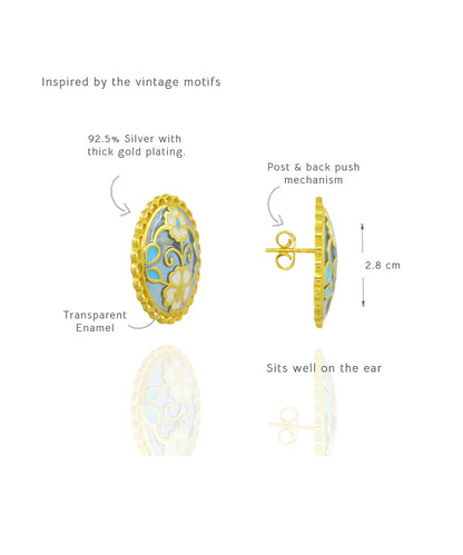 Feroza Blue Keerat Stud Earrings