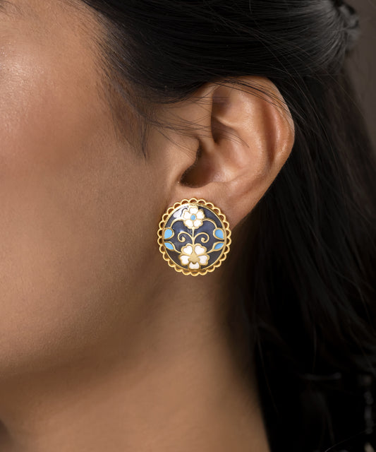 Feroza Blue Keerat Stud Earrings