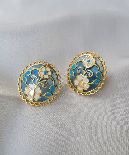 Feroza Blue Keerat Stud Earrings