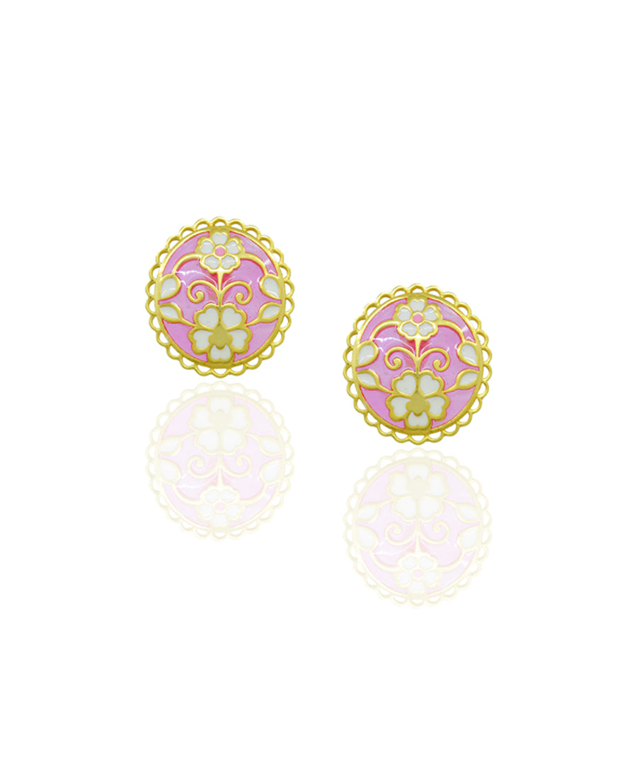 Feroza Pink Gulaabi Keerat Stud Earrings