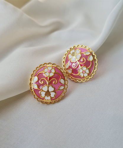 Feroza Pink Gulaabi Keerat Stud Earrings