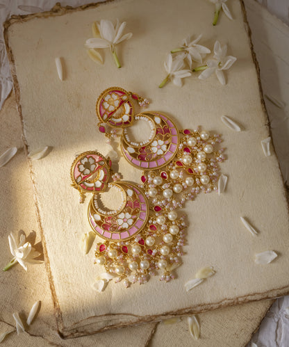 Feroza Pink Gulaabi Chandbali Earrings