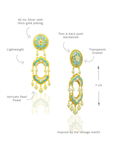 Feroza Blue Arshia Dangle Earrings
