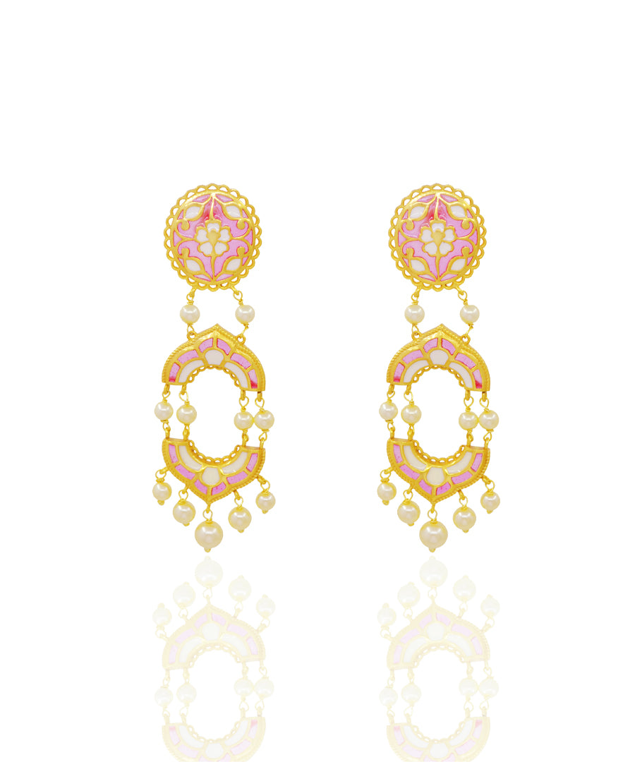 Feroza Pink Gulaabi Arshia Dangle Earrings