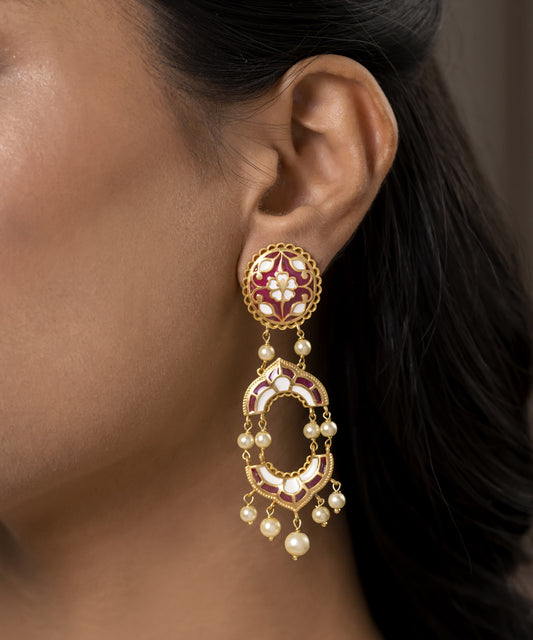 Feroza Pink Gulaabi Arshia Dangle Earrings
