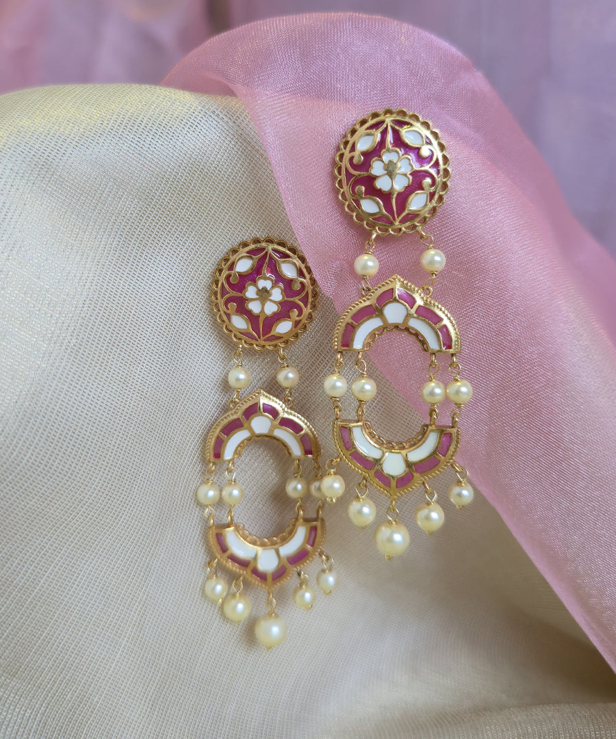 Feroza Pink Gulaabi Arshia Dangle Earrings