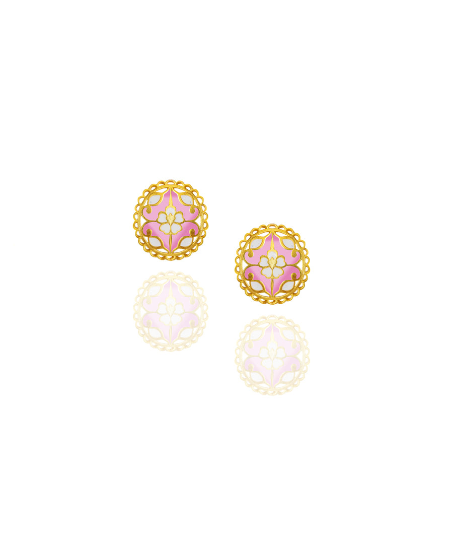 Feroza Pink Gulaabi Seerat Stud Earrings