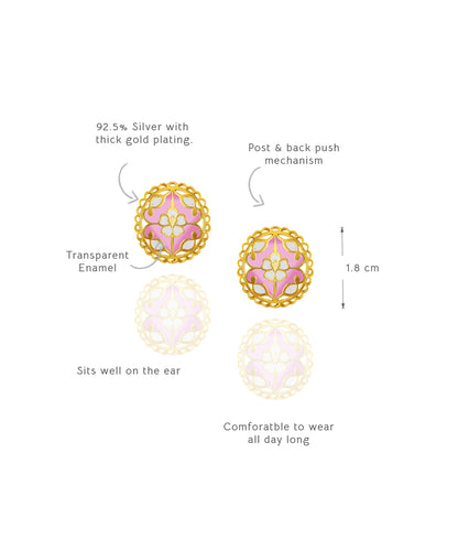 Feroza Pink Gulaabi Seerat Stud Earrings