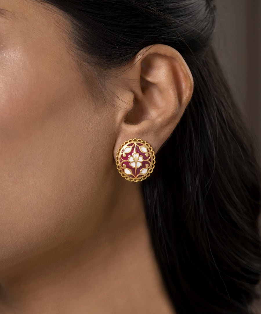 Feroza Pink Gulaabi Seerat Stud Earrings