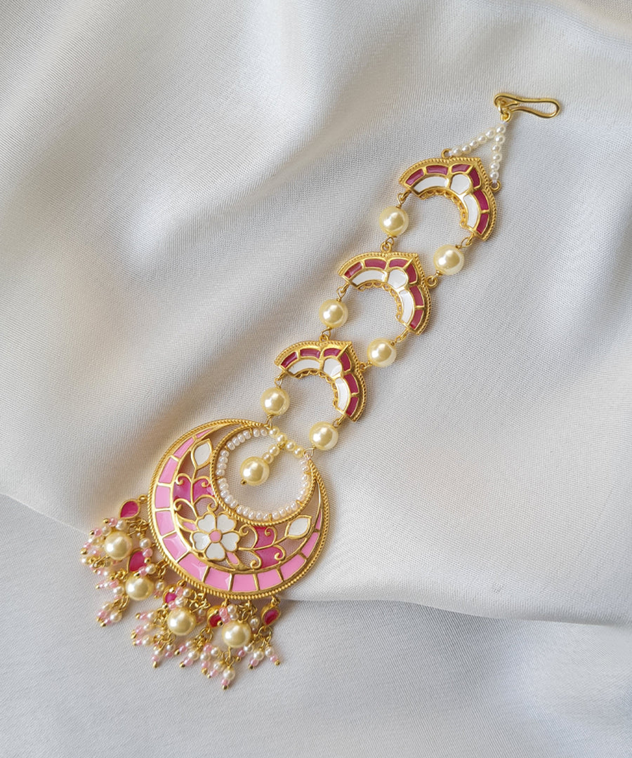 Feroza Pink Gulaabi Mang Tika (Forehead Ornament)