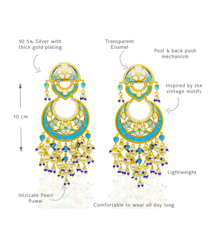 Feroza Blue Chandbali Earrings