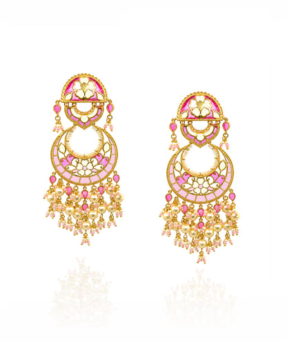 Feroza Pink Gulaabi Chandbali Earrings