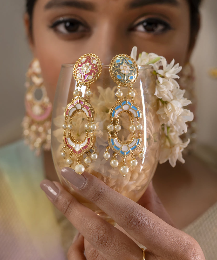 Feroza Pink Gulaabi Arshia Dangle Earrings