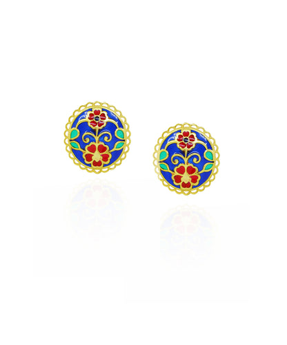 Lightweight ethnic stud earrings in sterling silver for festive and everyday styling.