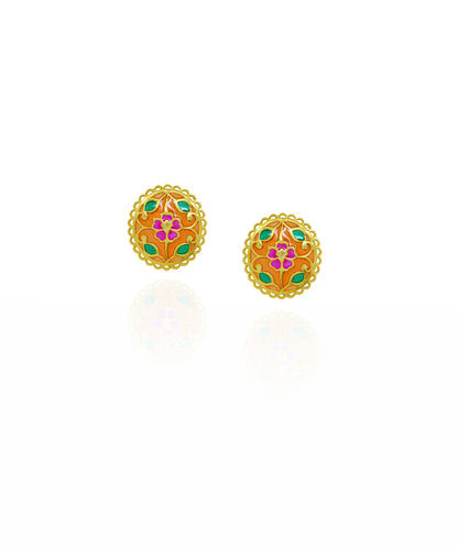 Pair of enamel Stud earrings with floral designs crafted in 925 silver perfect for everyday and family events.