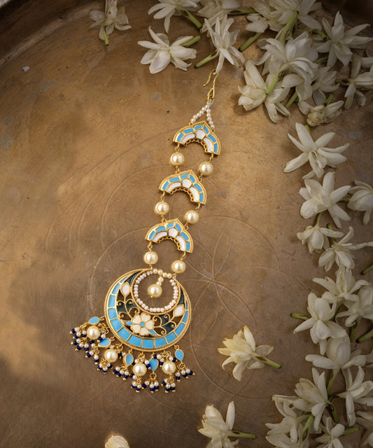 Feroza Blue Mang Tika (Forehead Ornament)