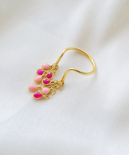 Feroza Pink Gulaabi Baani Drop Ring