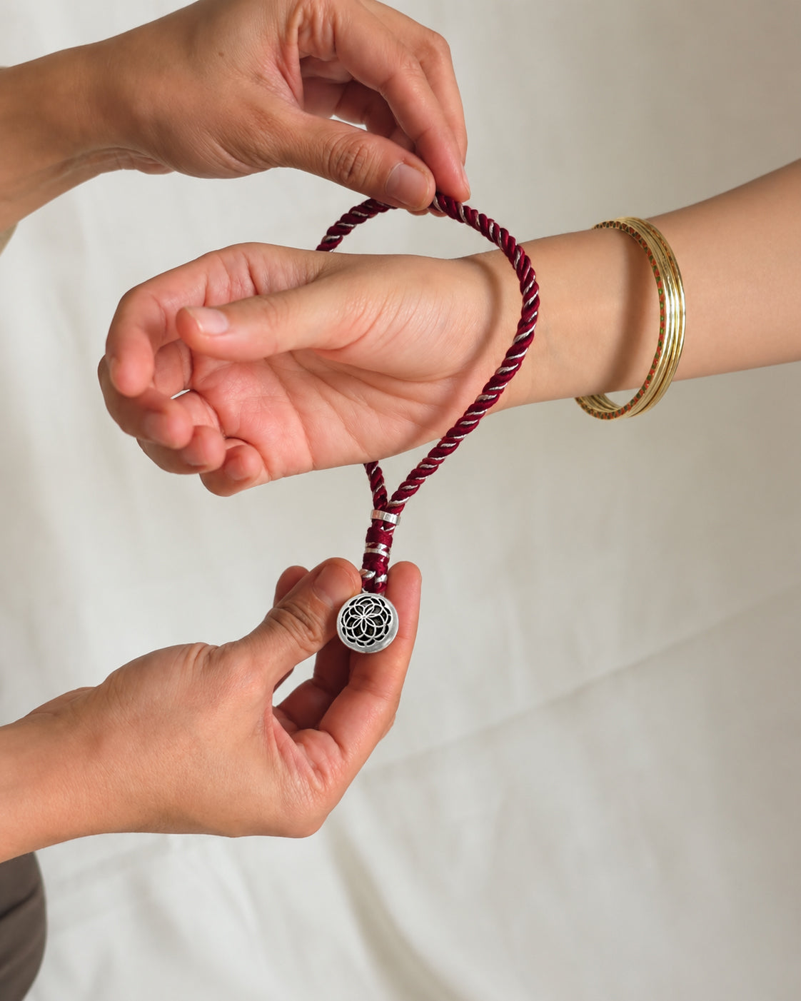 Designer 925 silver geometric Rakhi for Raksha Bandhan