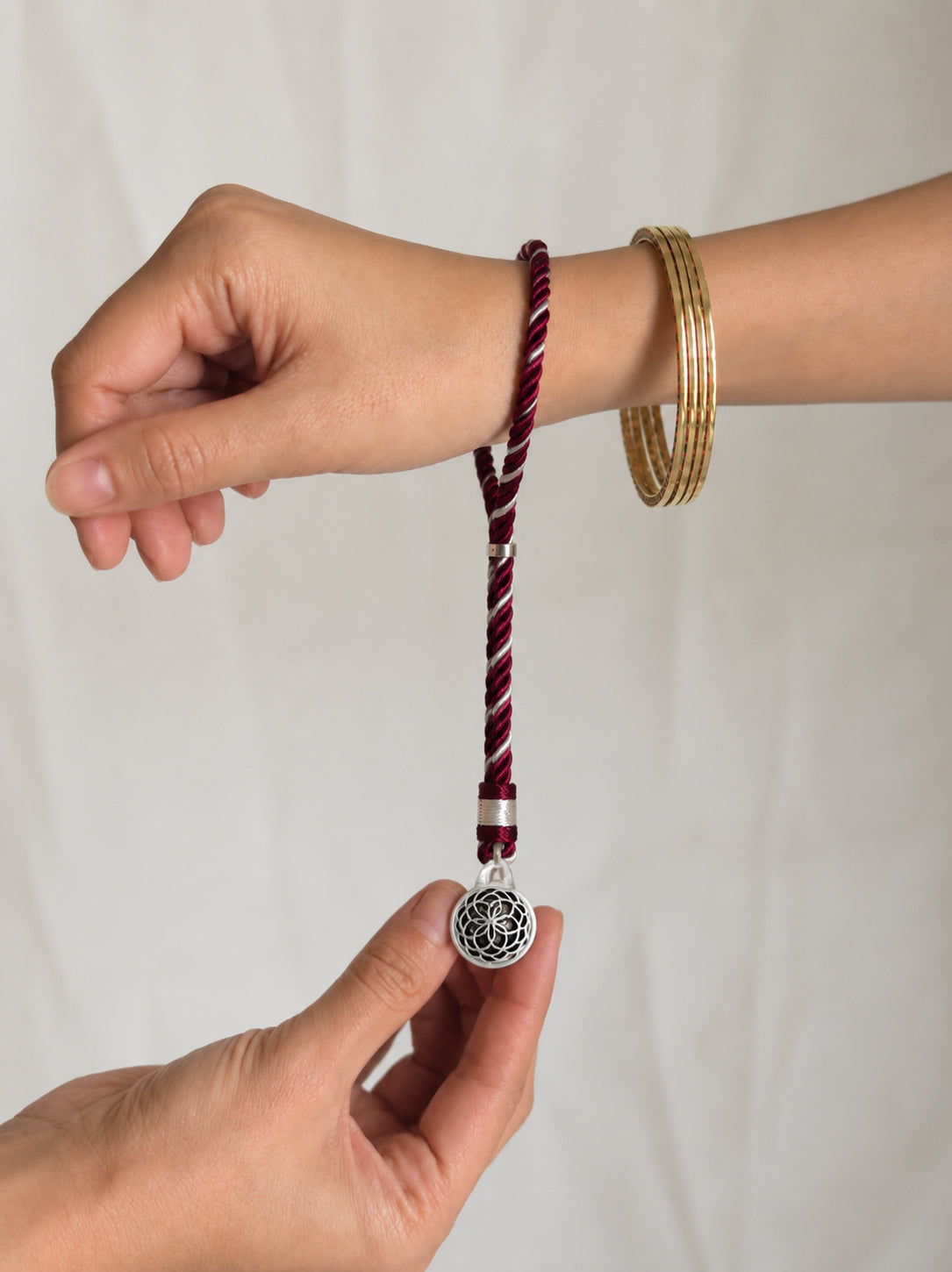Handcrafted Rakhi bracelet for Bhabhi in 925 sterling silver.
